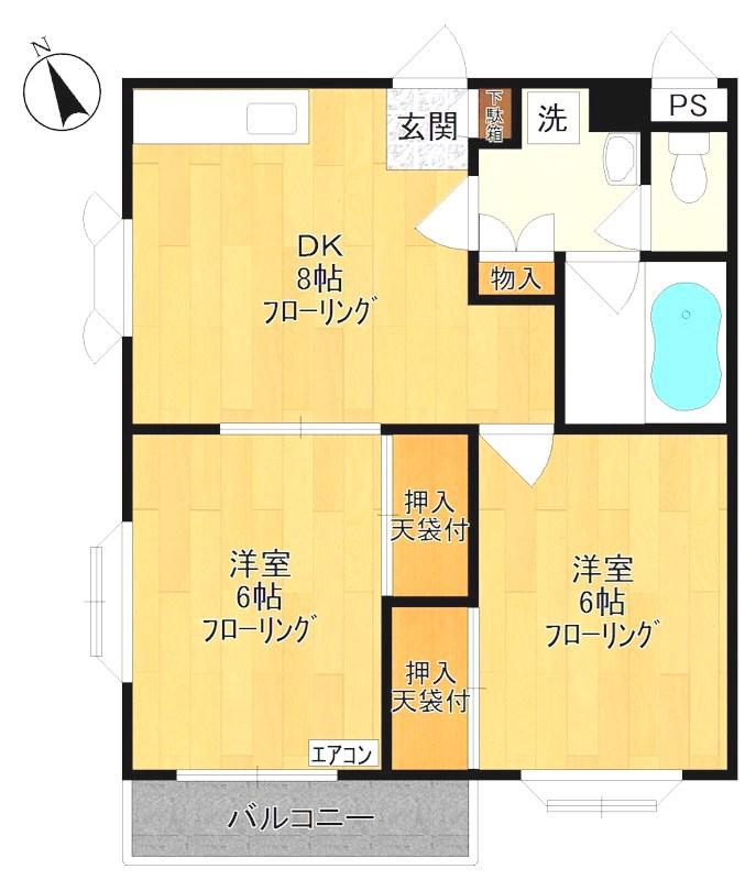 ジョイフルMT(2DK/2階)の間取り写真
