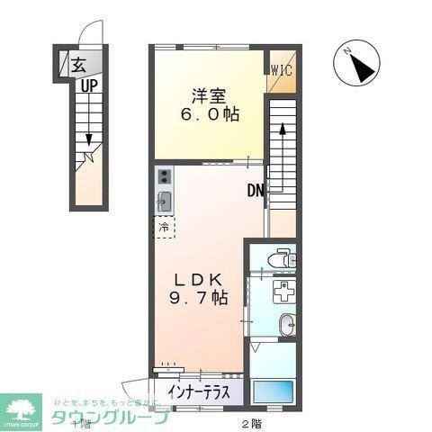 ヴァンベール ヒルズ(1LDK/2階)の間取り写真