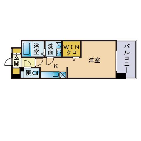 エンクレスト博多駅南Ⅲ(1K/2階)の間取り写真