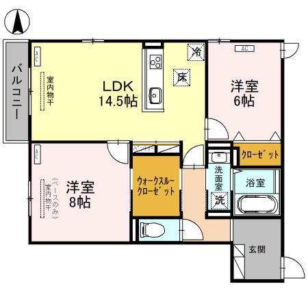 D-RESIDENCE諸江町COEUR(2LDK/1階)の間取り写真