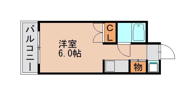赤い風船ビル(ワンルーム/2階)の間取り写真