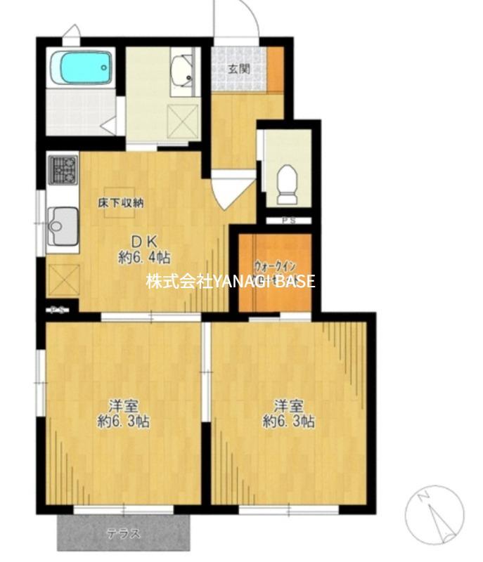 ロジュマン鵠沼(2DK/1階)の間取り写真