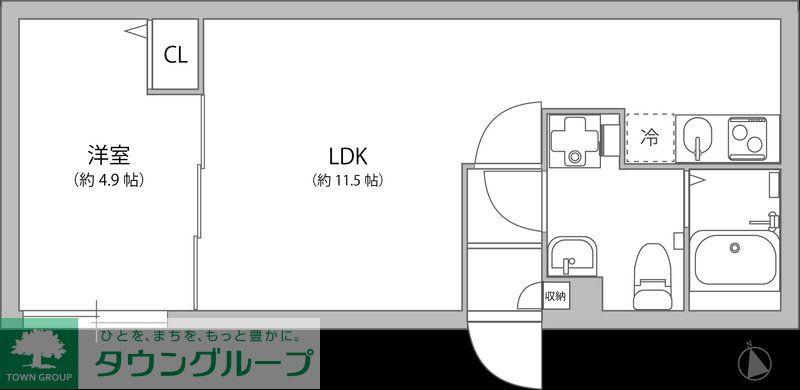 グランパーク大山(1LDK/4階)の間取り写真