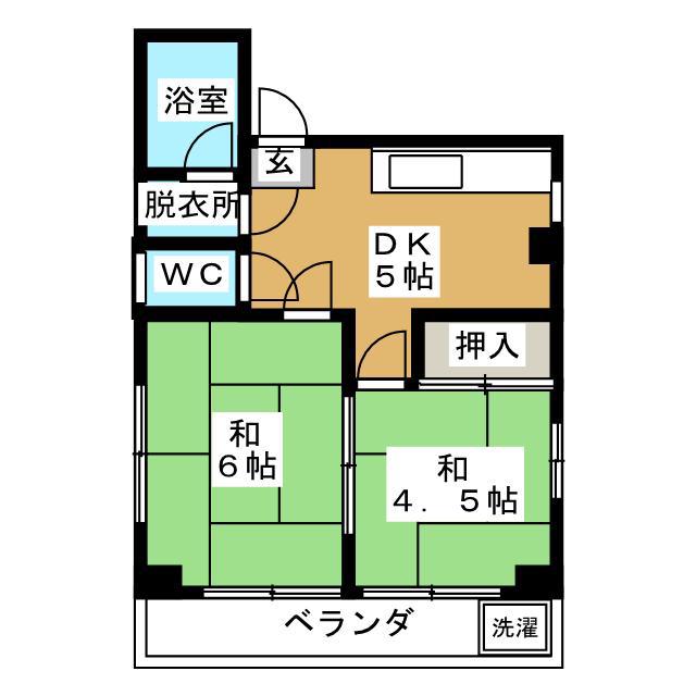 五井緑ビル(2DK/4階)の間取り写真