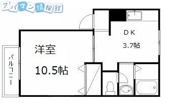 ステラハウスII(1DK/2階)の間取り写真