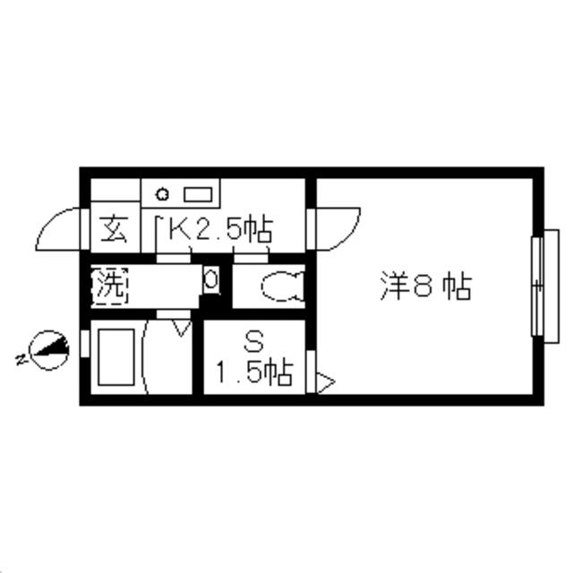 ヴェルドミール(1SK/2階)の間取り写真