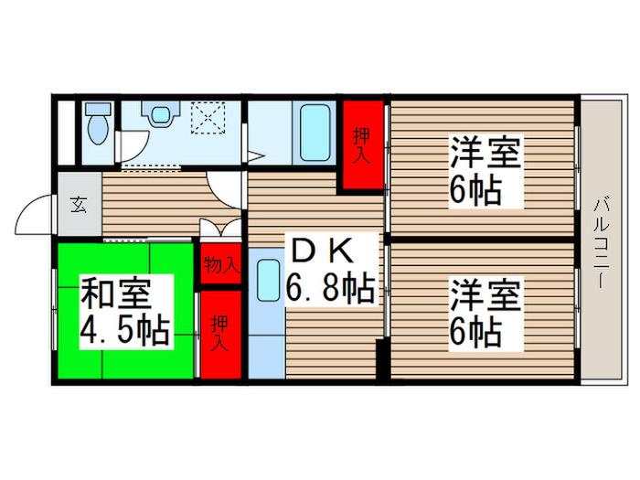 宮山第二コーポラス(3DK/1階)の間取り写真