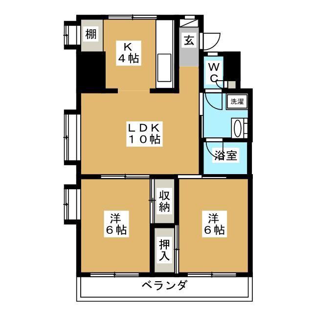 三京ビル(2LDK/11階)の間取り写真