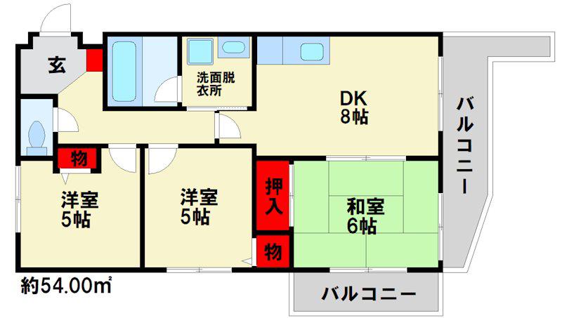 ソルクラージュ(3DK/3階)の間取り写真