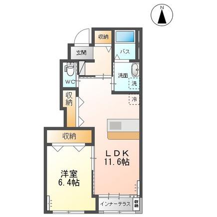 SHINE VILLAGE大木戸B(1LDK/1階)の間取り写真
