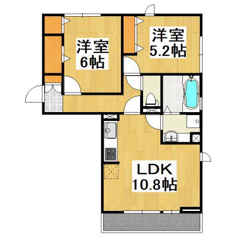 ヘリオス吉川美南 プルートーン(2LDK/3階)の間取り写真