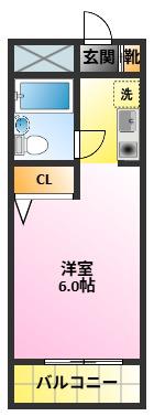 パークウェル武蔵小杉(ワンルーム/2階)の間取り写真