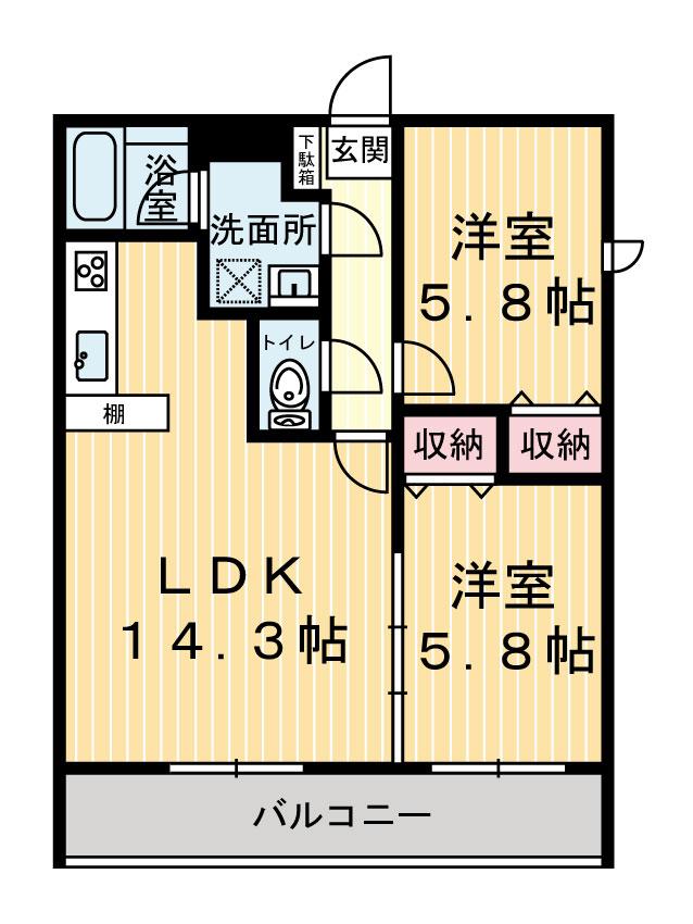 コートリジェール(2LDK/3階)の間取り写真