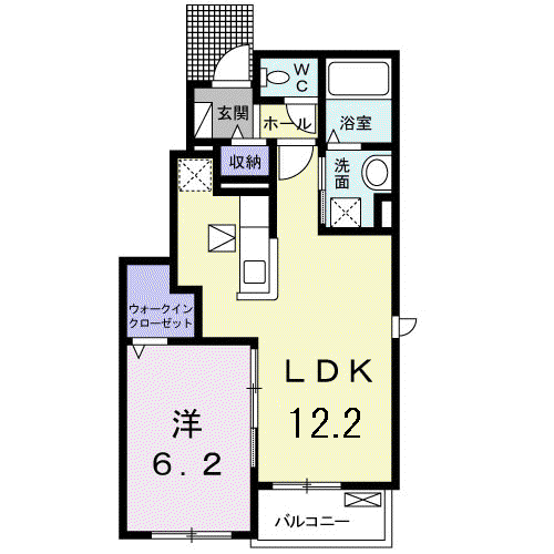 旭市鎌数 2019年築 1LDK(1LDK/1階)の間取り写真