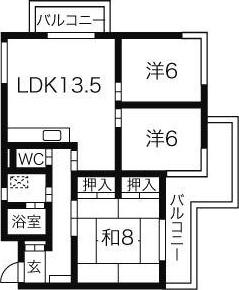 フローラ八幡山(3LDK/1階)の間取り写真