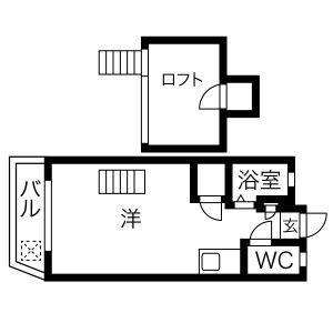 プラザ九大前II(ワンルーム/2階)の間取り写真