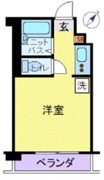 エルウイング立川二番館(1K/4階)の間取り写真