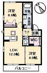 フェザンレーヴA棟(2LDK/2階)の間取り写真