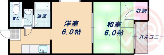 スポール南住吉(2K/3階)の間取り写真