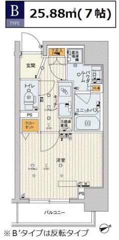 スカイコート東京スカイツリー(1K/6階)の間取り写真