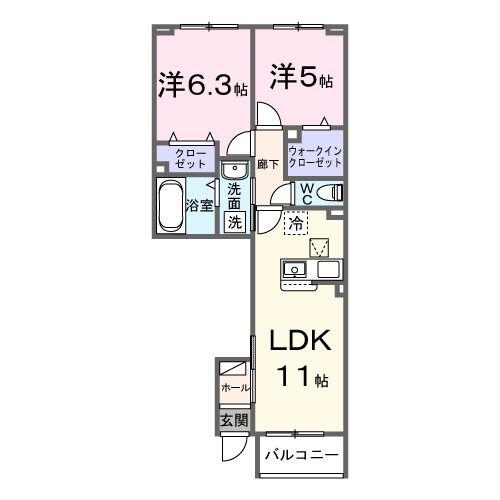 ベル エリタージュ(2LDK/1階)の間取り写真