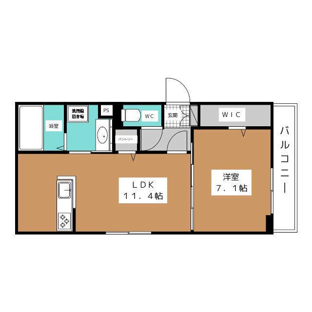 セレーノヴィータ中御所(1LDK/2階)の間取り写真