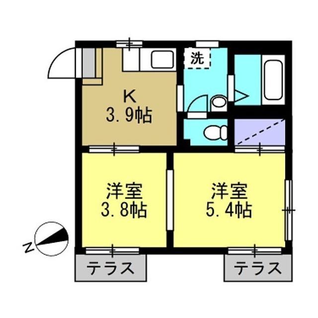 アラコーポ(2K/1階)の間取り写真