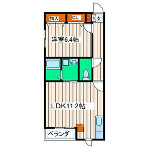 新田東レジデンス参番館(1LDK/2階)の間取り写真
