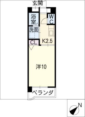 パラシオンK(1K/1階)の間取り写真