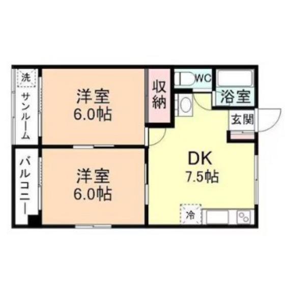 グリーンヴィレッジFUGO(2DK/3階)の間取り写真