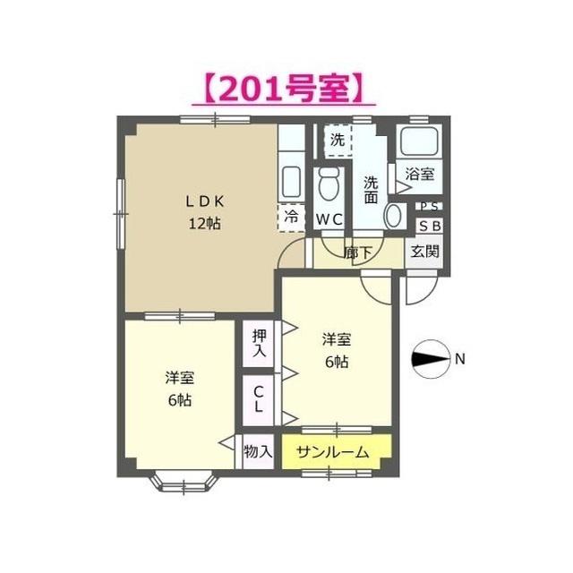 ラヴィッサン・パレスTK(2LDK/2階)の間取り写真