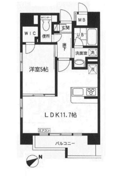都営新宿線 森下駅(東京) 徒歩5分 8階建 築14年(1LDK/6階)の間取り写真