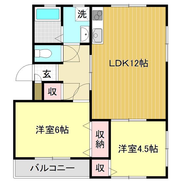 泉野ハイツ(2LDK/1階)の間取り写真