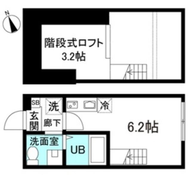 エスシーハウス妙蓮寺(ワンルーム/2階)の間取り写真