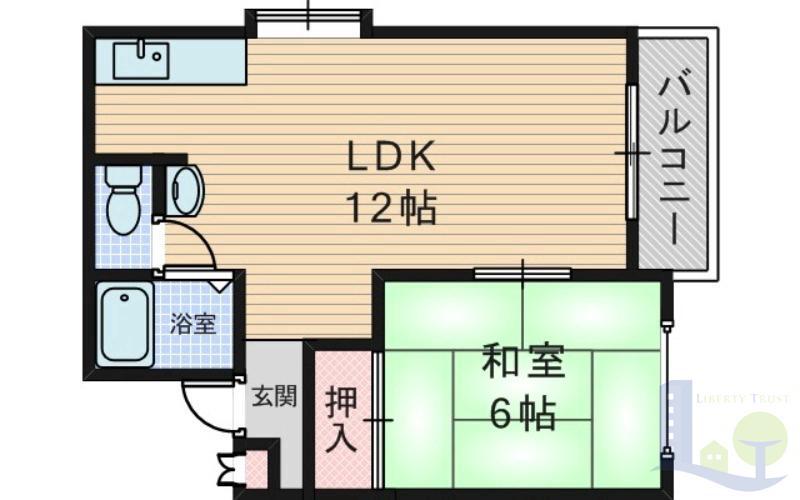 豊二ハイツ(1LDK/3階)の間取り写真