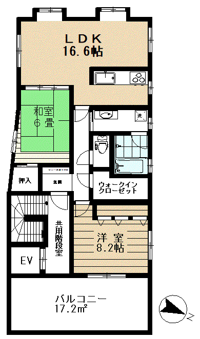 芦田ビル(2LDK/3階)の間取り写真
