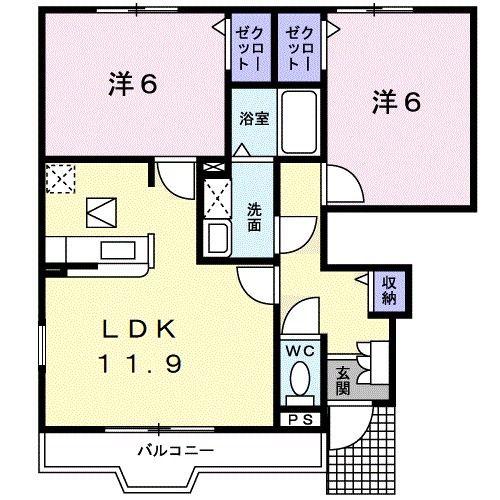 ジェネロシティ- I(2LDK/1階)の間取り写真