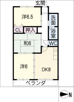 フォレット緑ヶ丘 1602(3DK/6階)の間取り写真