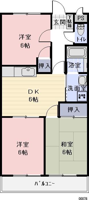 サープラスIIIAKI(3DK/2階)の間取り写真