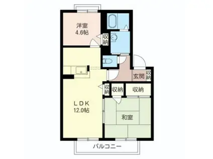 カサベルデ(2LDK/1階)の間取り写真