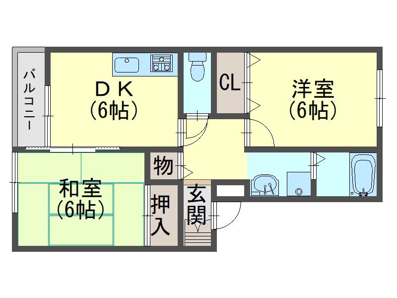マノワールI(2DK/1階)の間取り写真