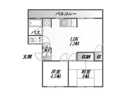 グランヴェール名東(2LDK/3階)の間取り写真