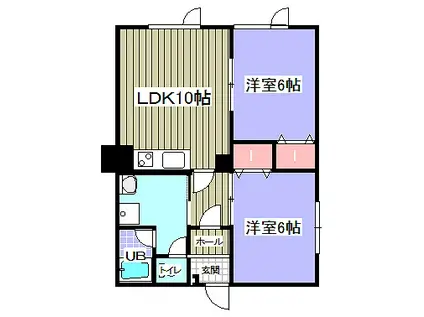 エスポワール美園(2LDK/2階)の間取り写真