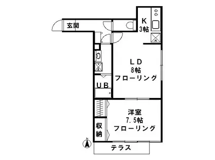K・HOUSEIII(1LDK/1階)の間取り写真