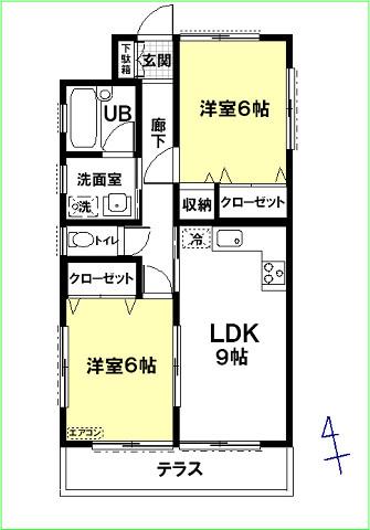 アーバニズム61C(2LDK/1階)の間取り写真