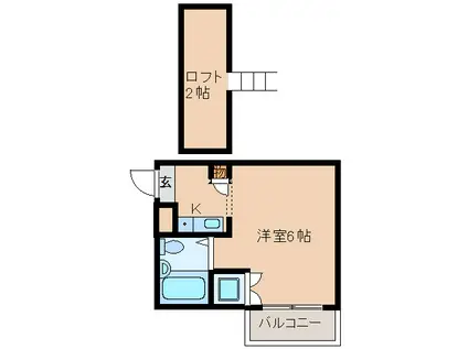 サニーハイツ生駒(1K/1階)の間取り写真