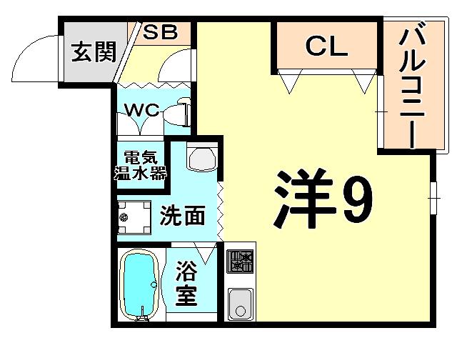 ルポ栗山(ワンルーム/2階)の間取り写真