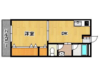 関戸ビル(1DK/2階)の間取り写真