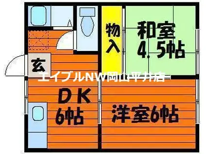 コーポ西崎(2DK/2階)の間取り写真