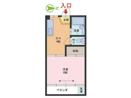 レジデンス花月(1DK/1階)の間取り写真